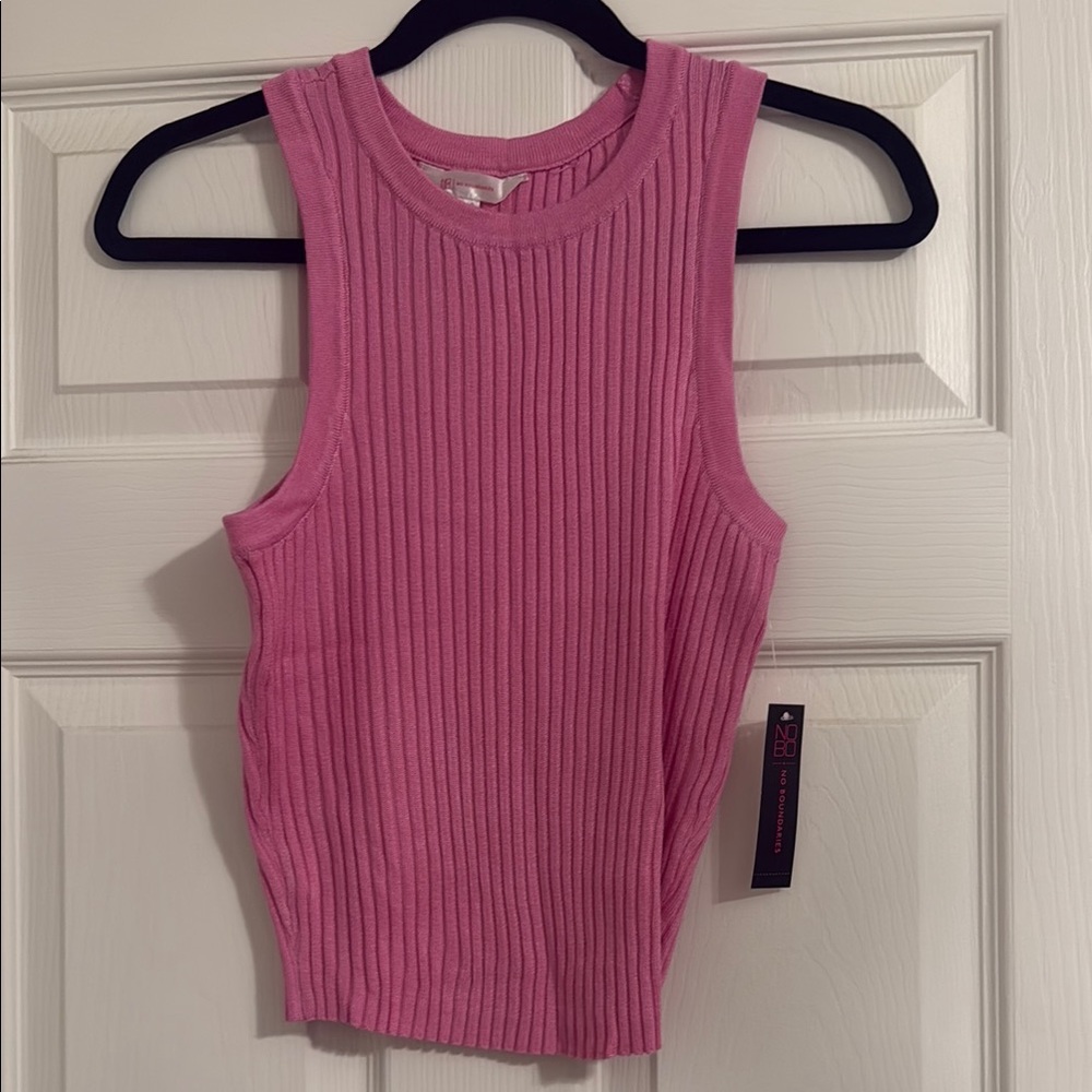 No Boundaries Pink Ribbed Tank Top